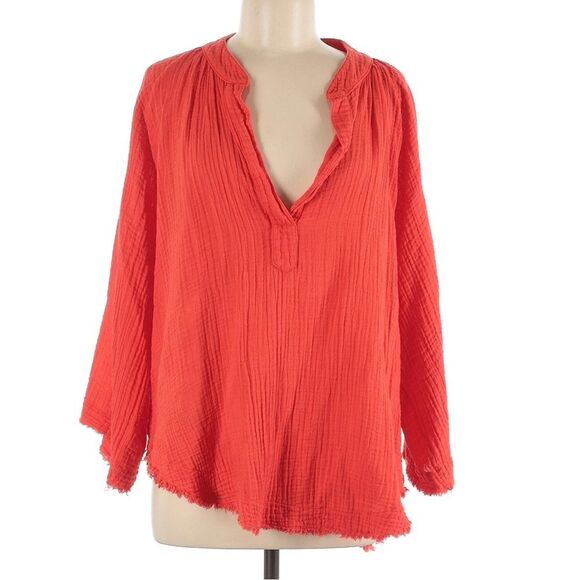 9 Seed 100%Cotton Gauze Oversized Marrakesh Dashiki Top Beach Gypsy Poppy Red - Picture 1 of 10